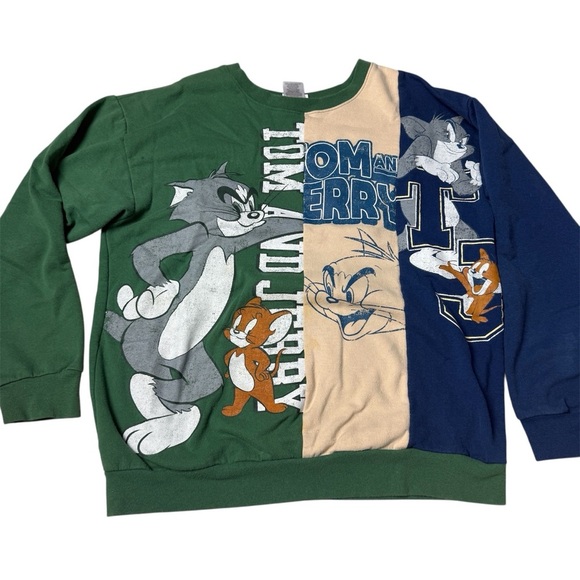 Tom and Jerry Colorblock Sweatshirt graphic Crewneck - Picture 2 of 8